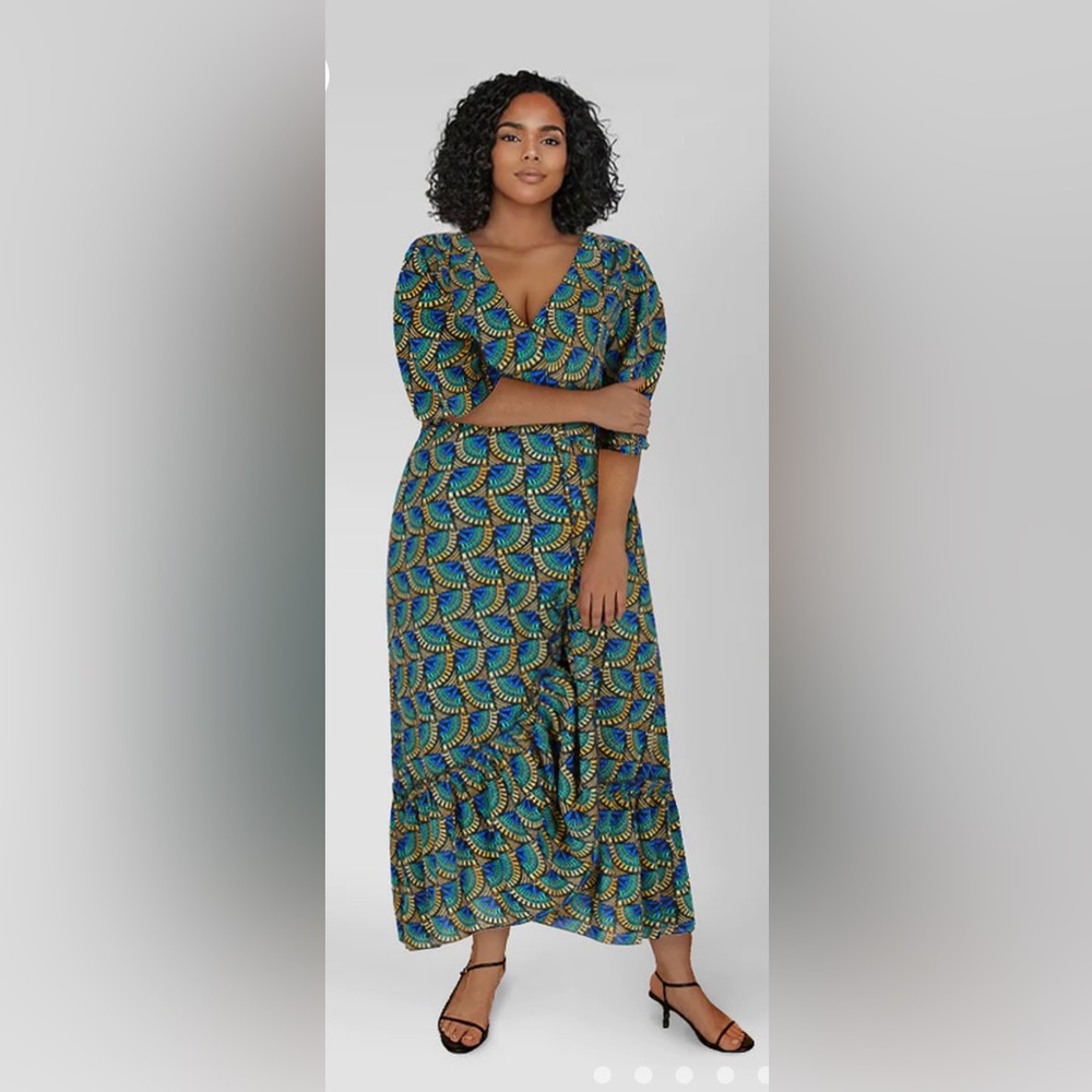 Journey Maxi Wrap Dress African Peacock size L